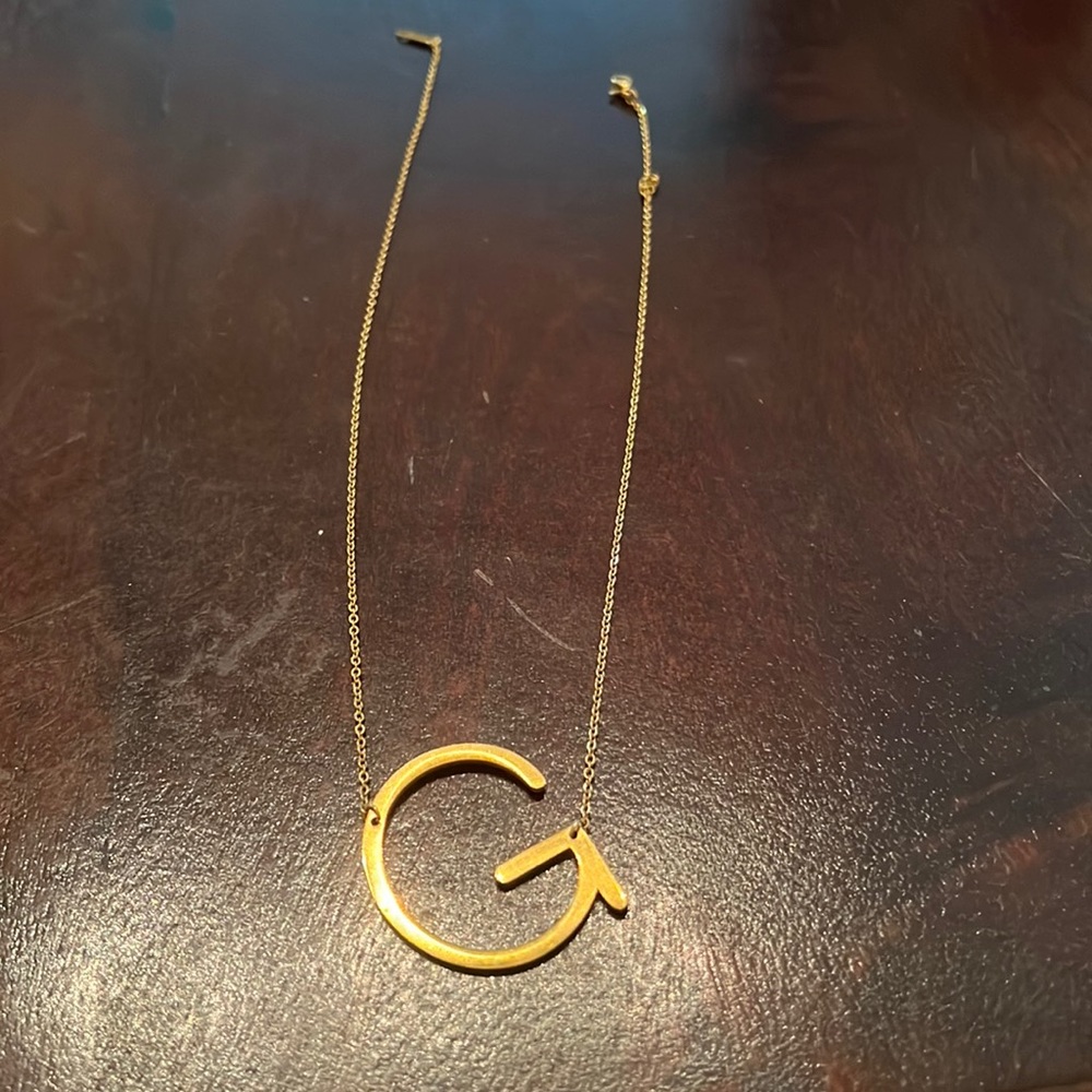 Gold G initial necklace